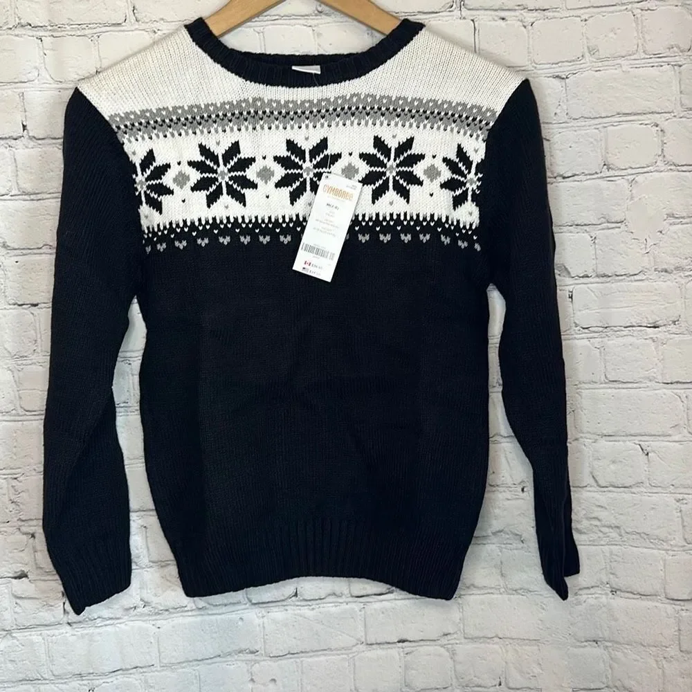 Gymboree Girls Black White Holiday Sweater‎ size Medium NEW